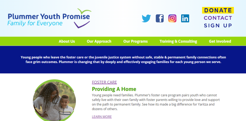 plummer youth promise website before redesign